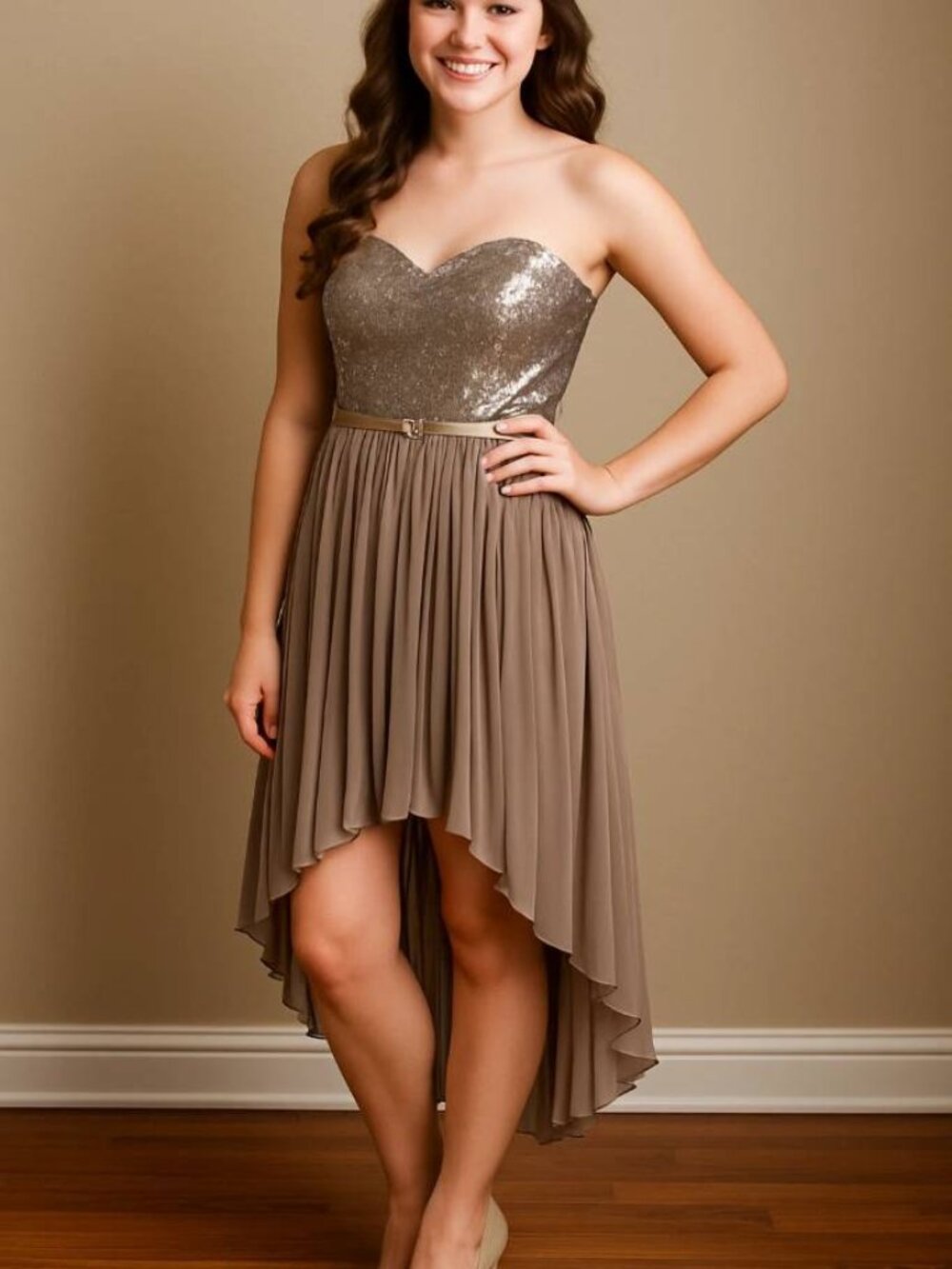 Brand new Charlotte Russe Chandelier Night Dress Pleated Chiffon Sequin Size Sm